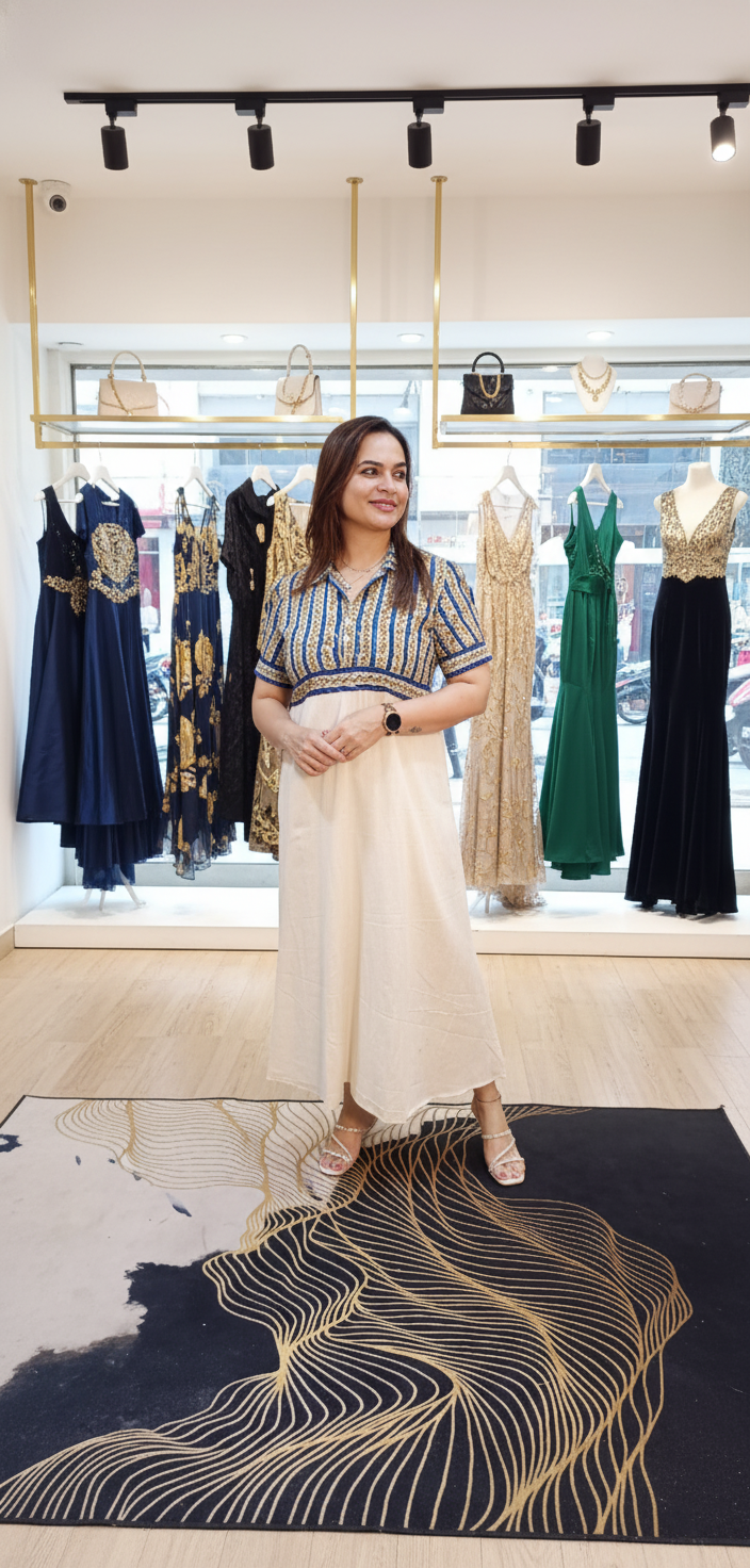 Ajrak print shirt style dress