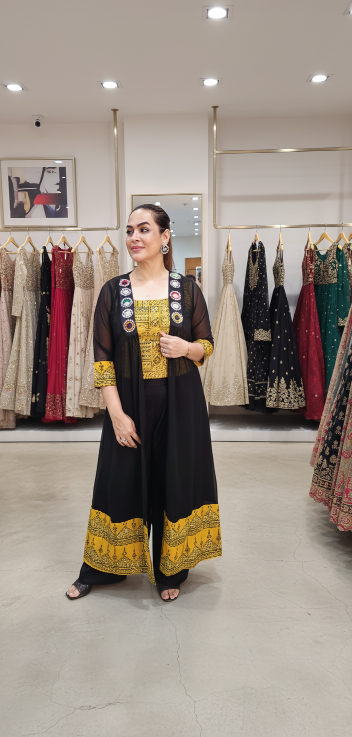 Ajrak print Croptop, palazzo