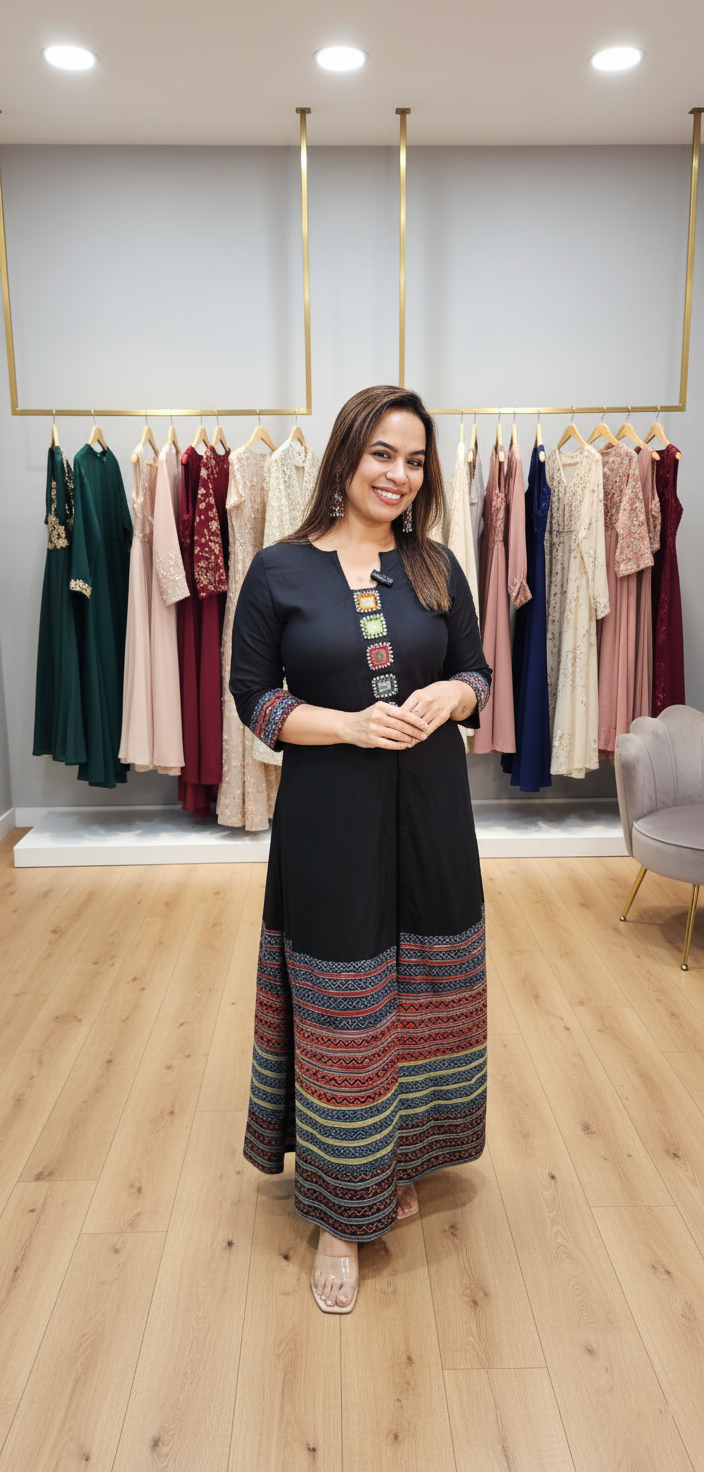 Ajrak Print Cordset with Mirror Work