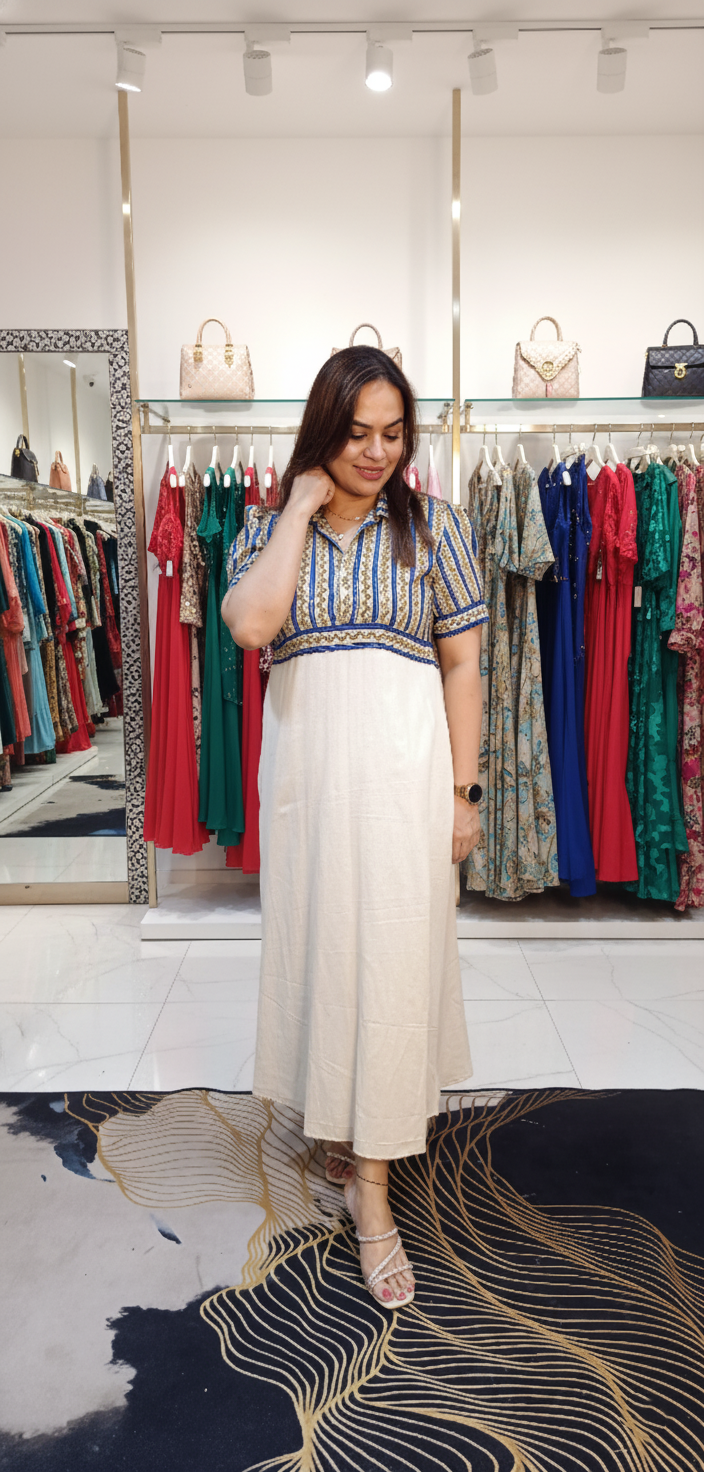 Ajrak print shirt style dress