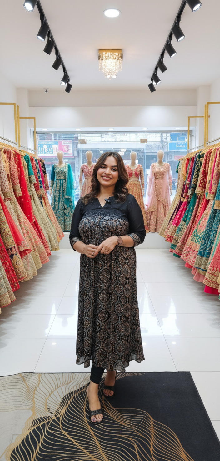 Modalsilk Gathered Kurti with Yolk Embellished Work  