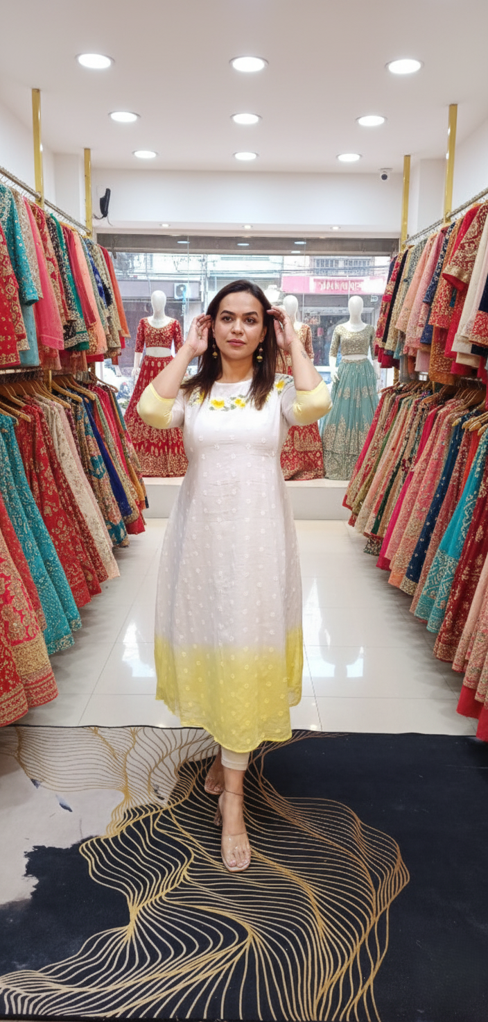 Mullcotton buta embroidery