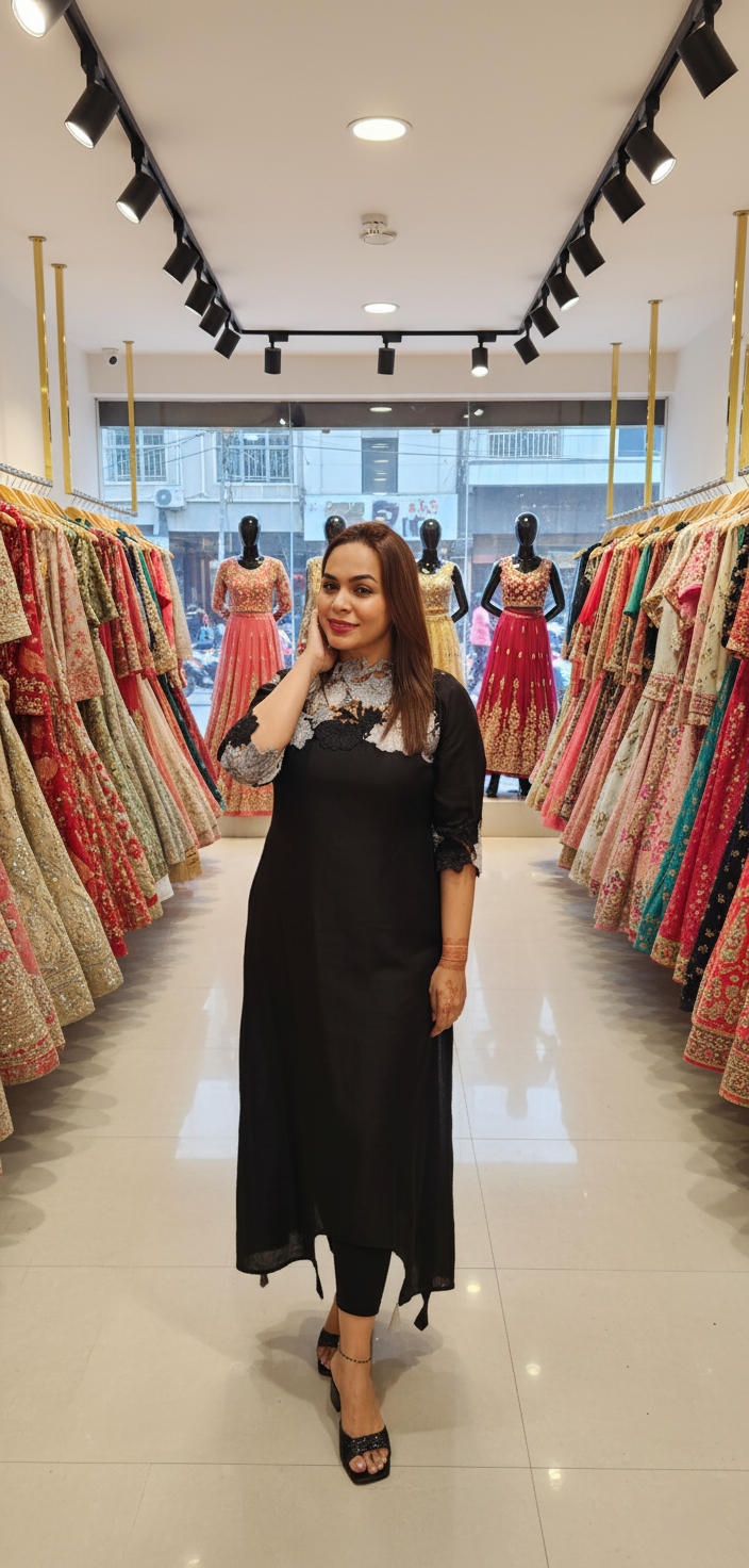 Cutwork Yolk Cotton Kurti